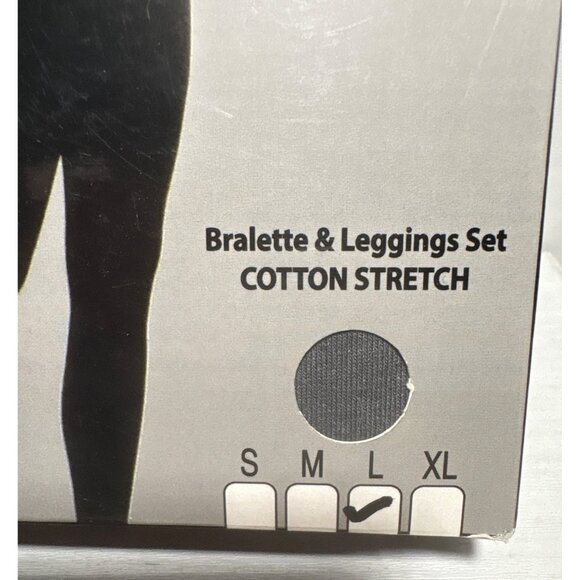 Calvin Klein Bralette & Leggings Set Cotton Stretch 2-Piece Pack Gray Size Large - Picture 2 of 3